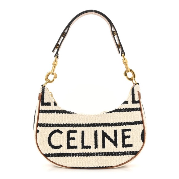 Celine Handbags - Celine Textile Small Ava Logo Canvas Shoulder Bag Leather Trim